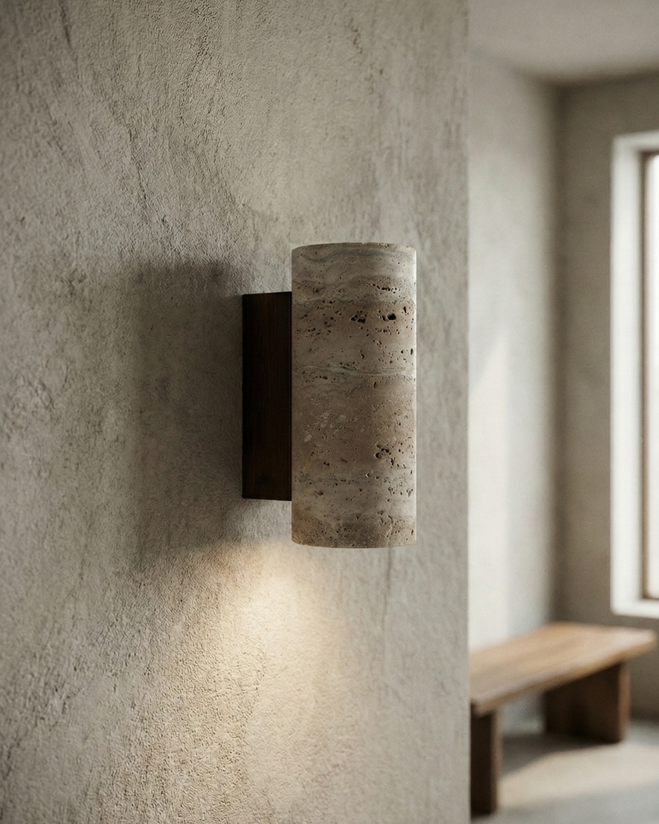 applique murale style wabi sabi en travertin modele kage par korven studio
