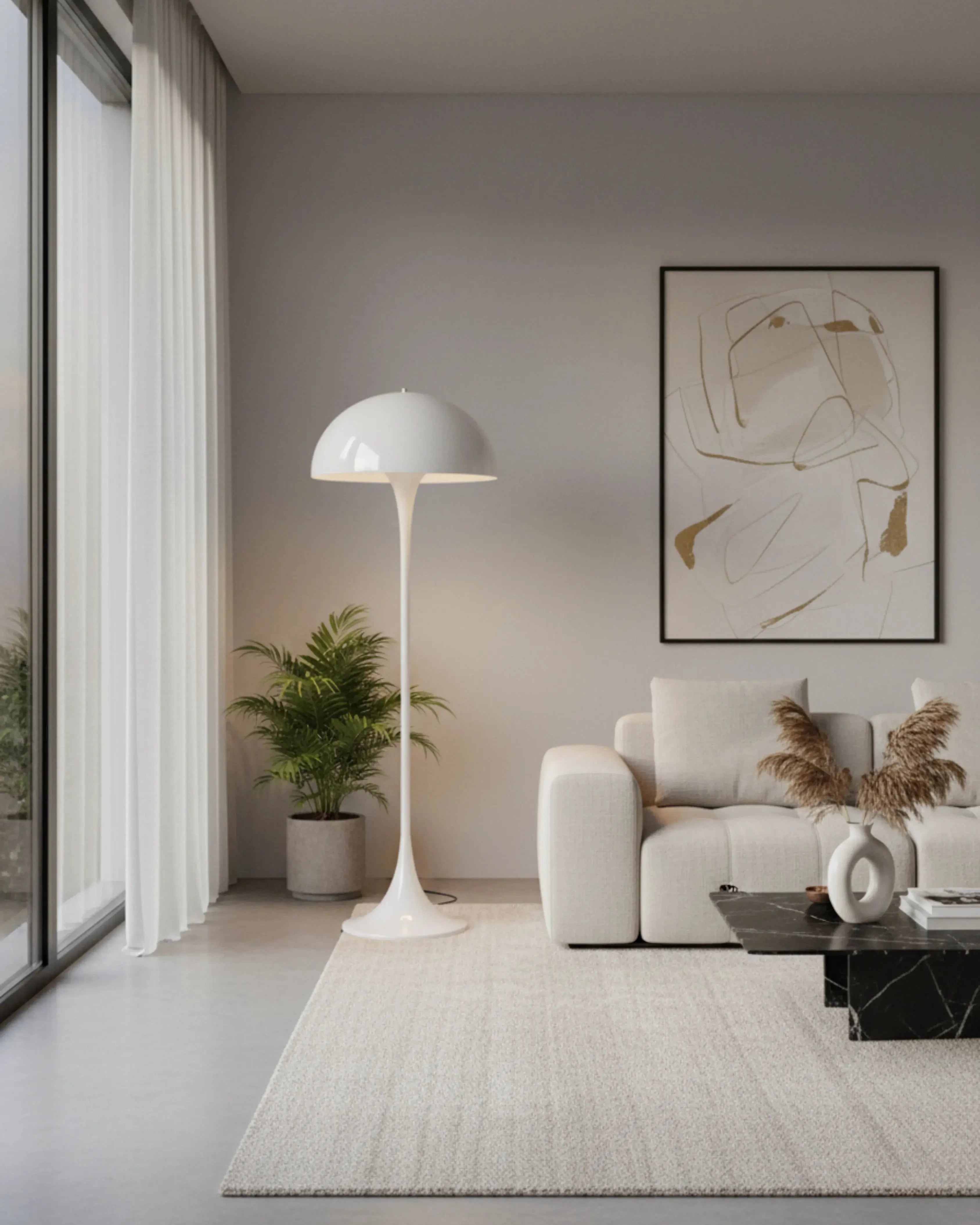 Lampadaire, lampe sur pied blanc, – modèle olen par Korven Studio.