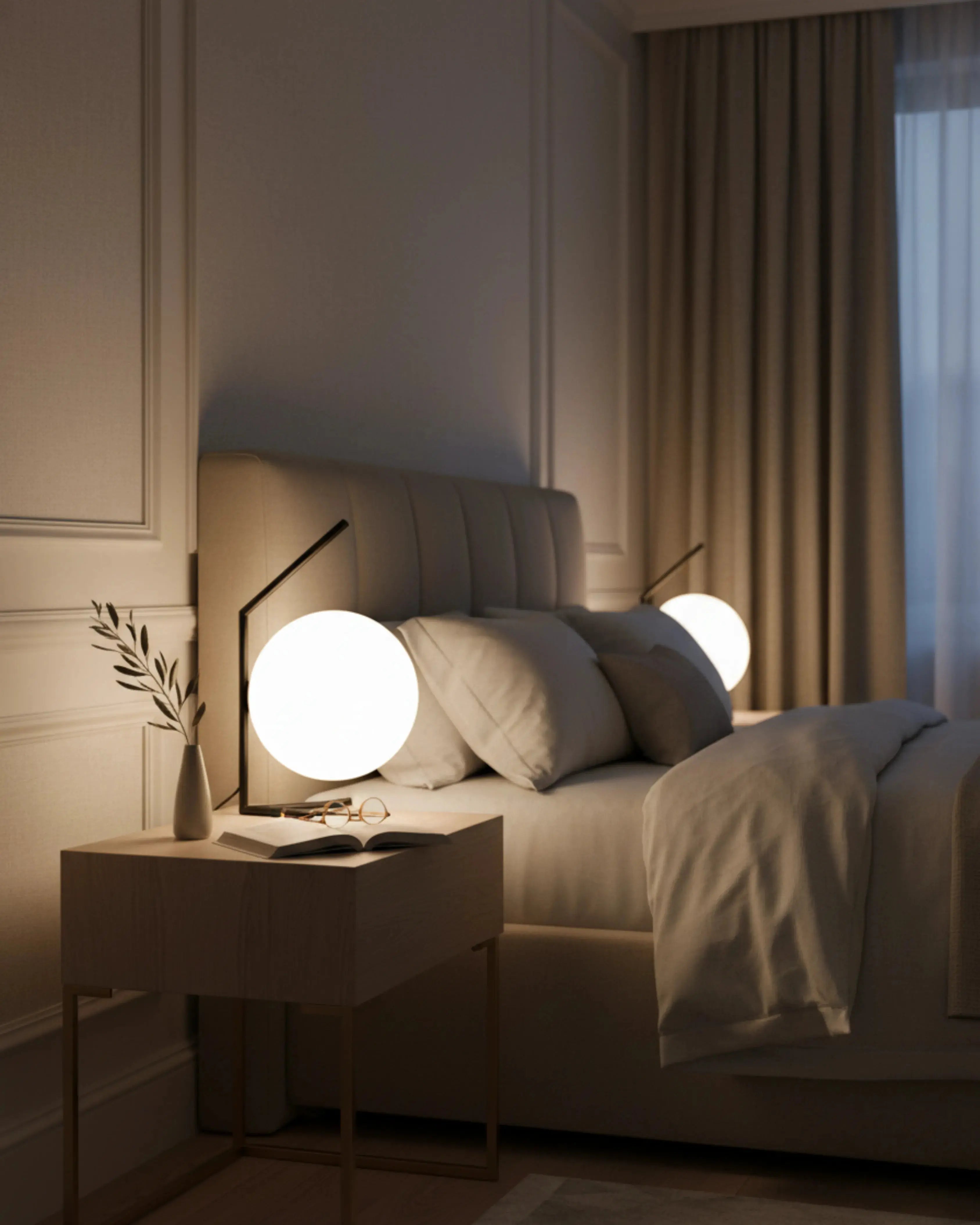 Lampe de chevet à poser noir, – modèle enna par Korven Studio.