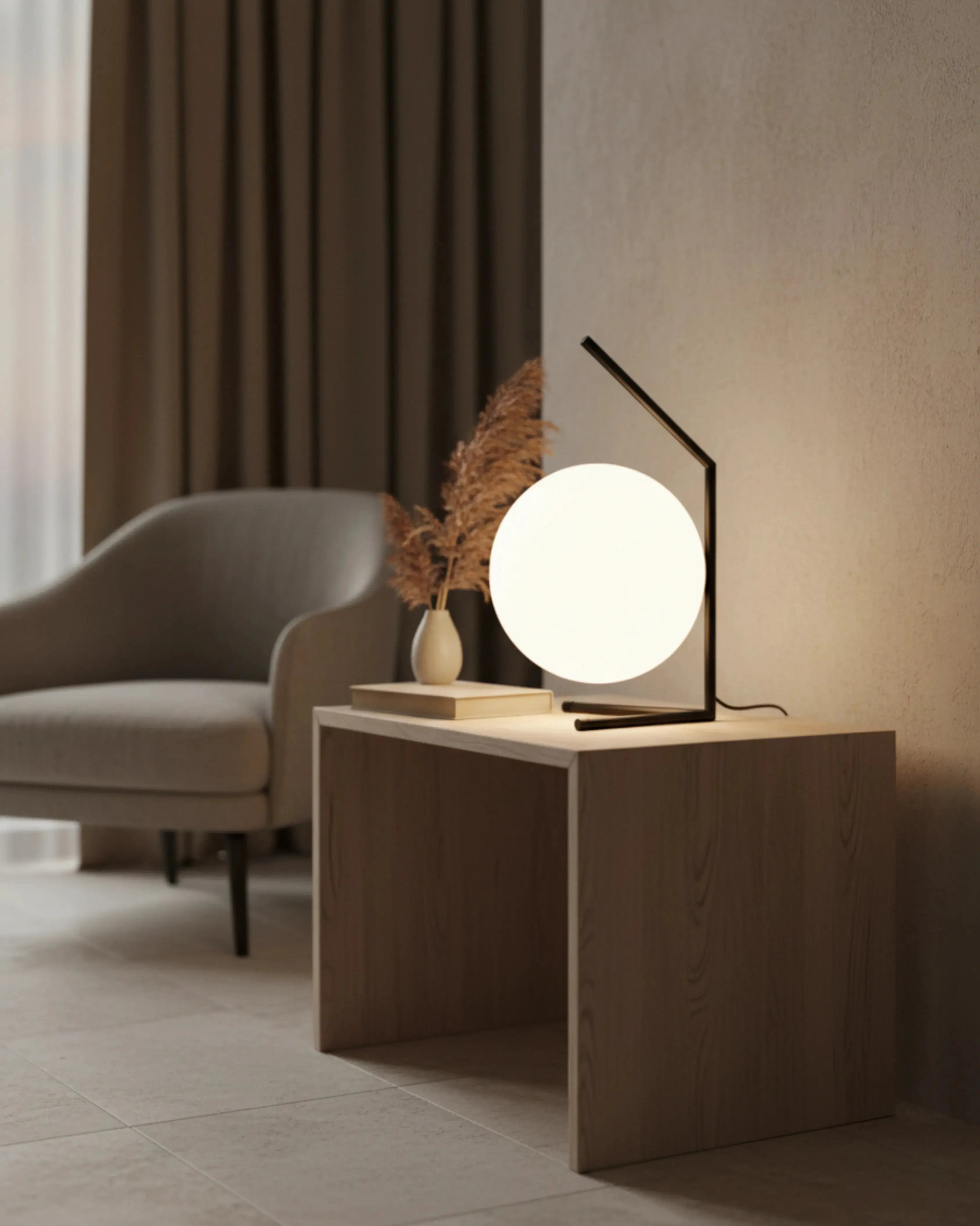 Lampe de chevet à poser noir, – modèle enna par Korven Studio.