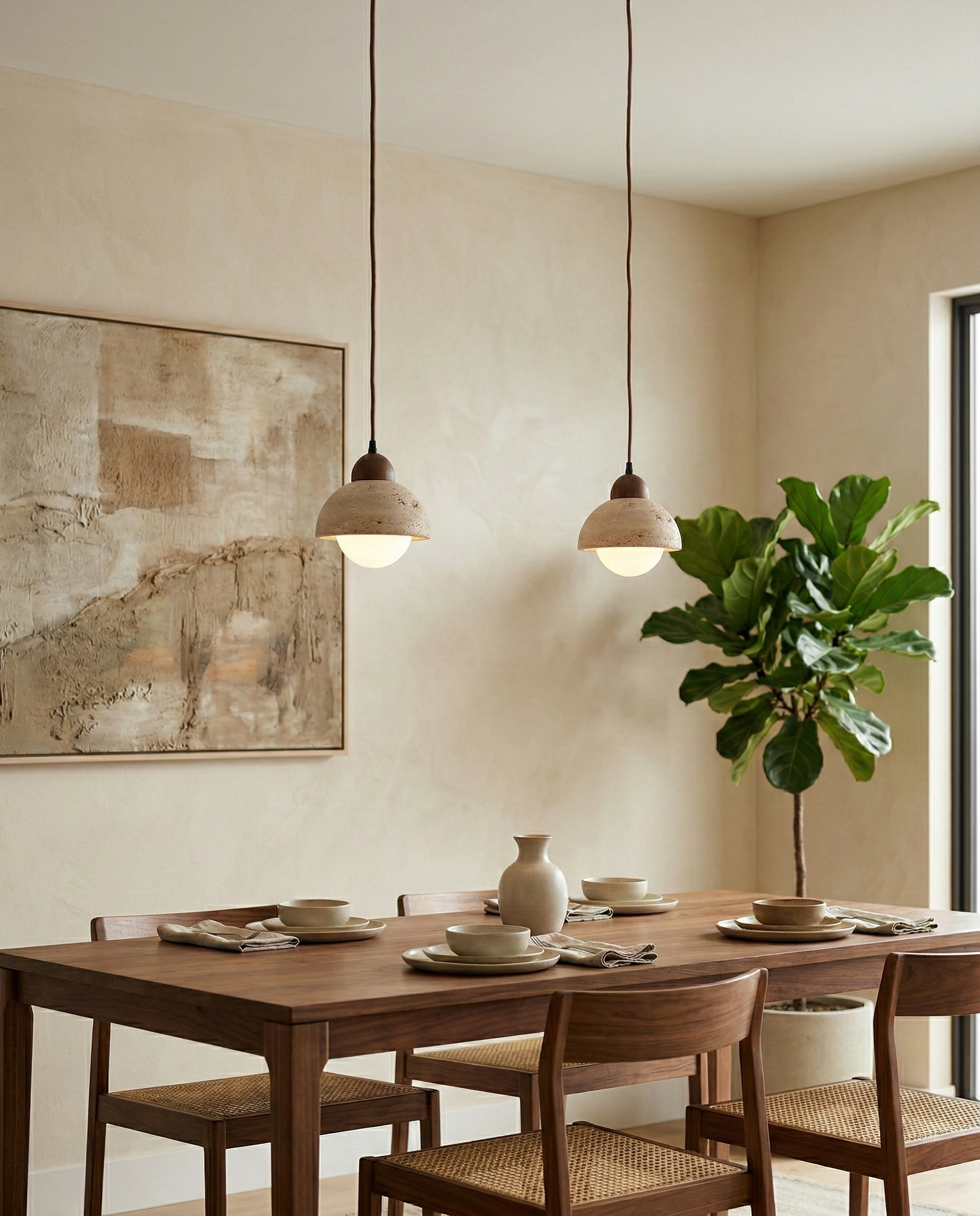 suspensions travertin milda style japandi wabi sabi par korven studio