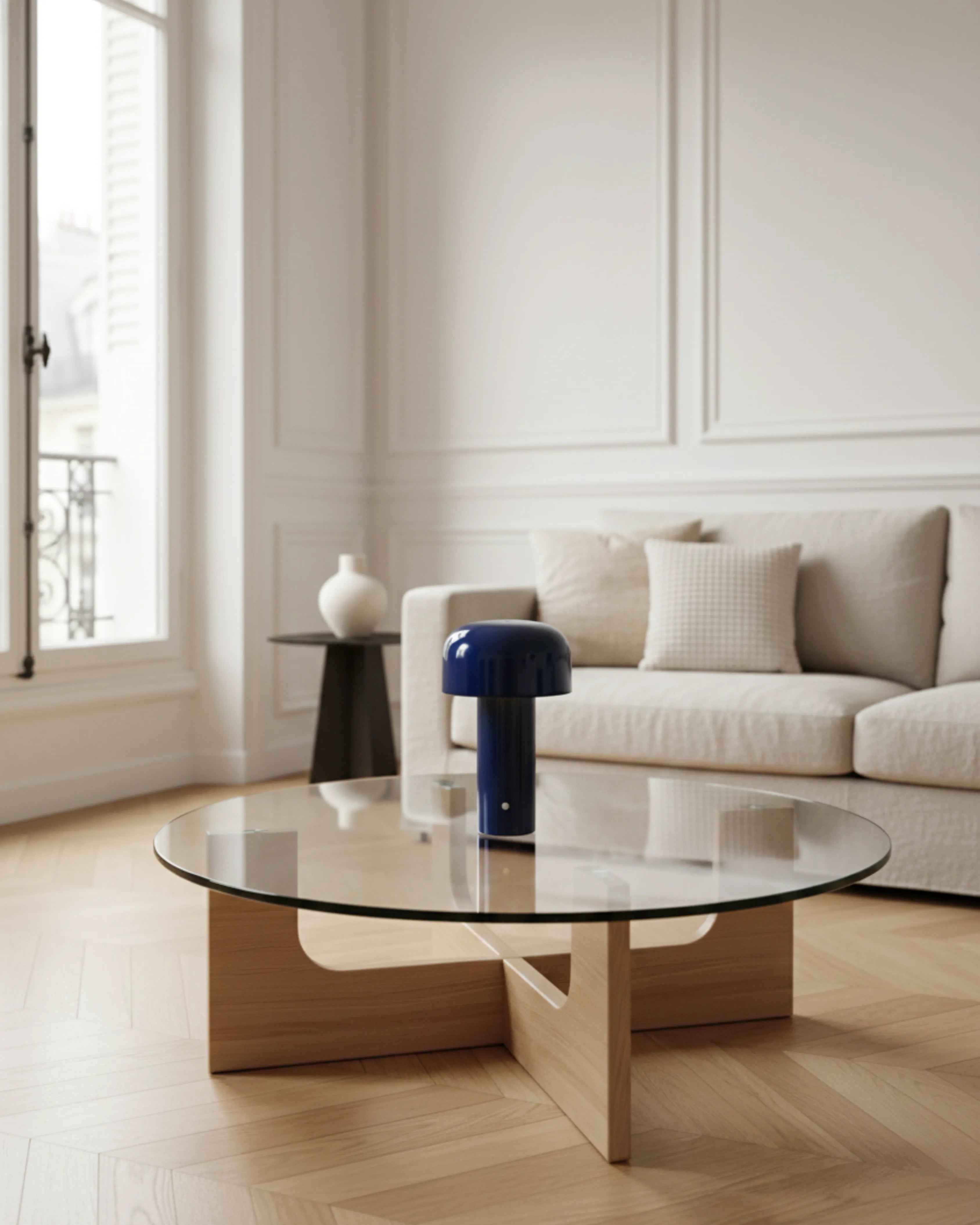 lampe sans fil led couleur bleu modele lako par korven studio 